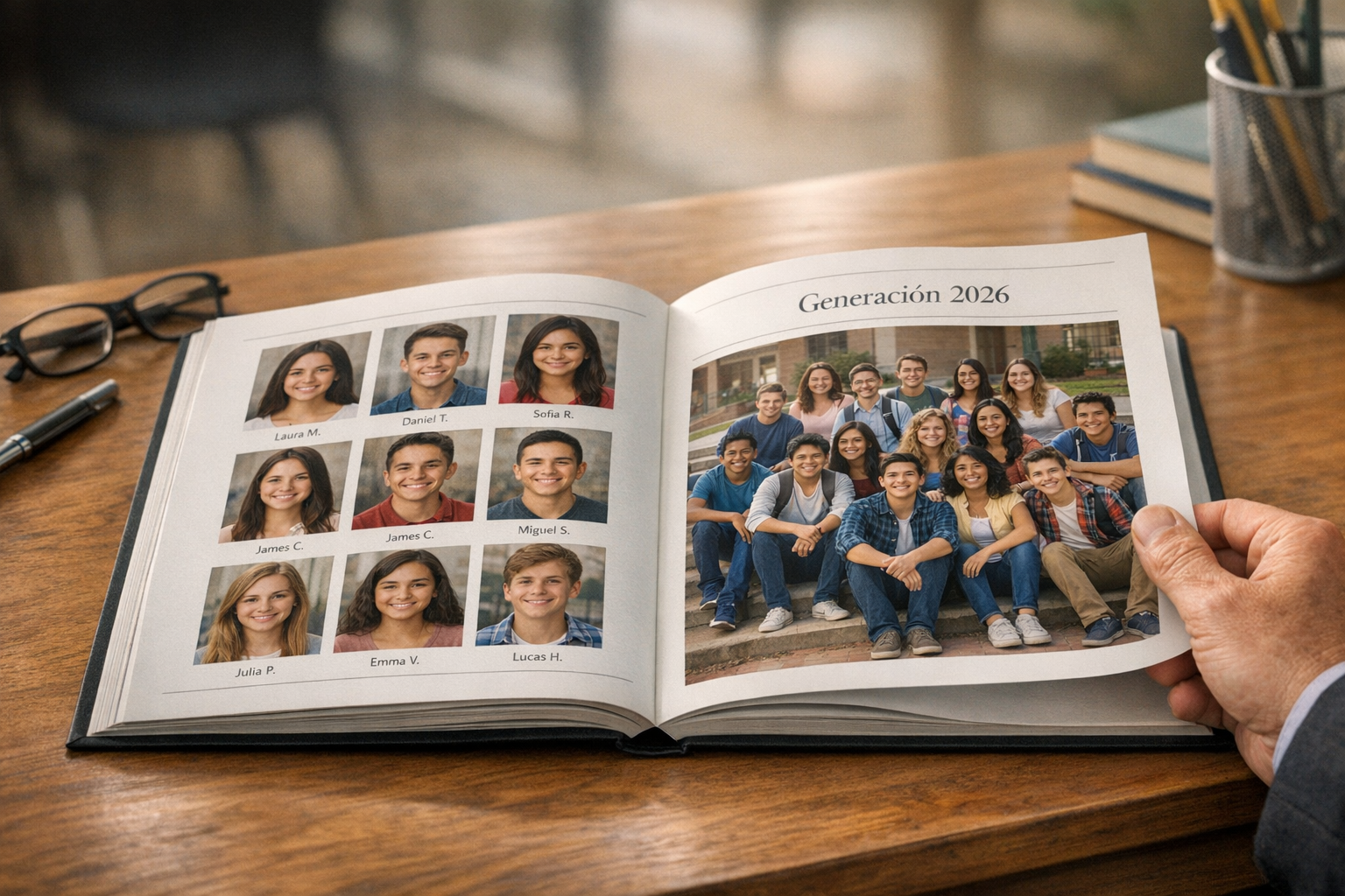 Anuario escolar abierto listo para entregar
